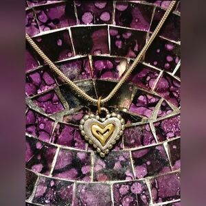 Gold and Silver Tone Heart Pendant Necklace